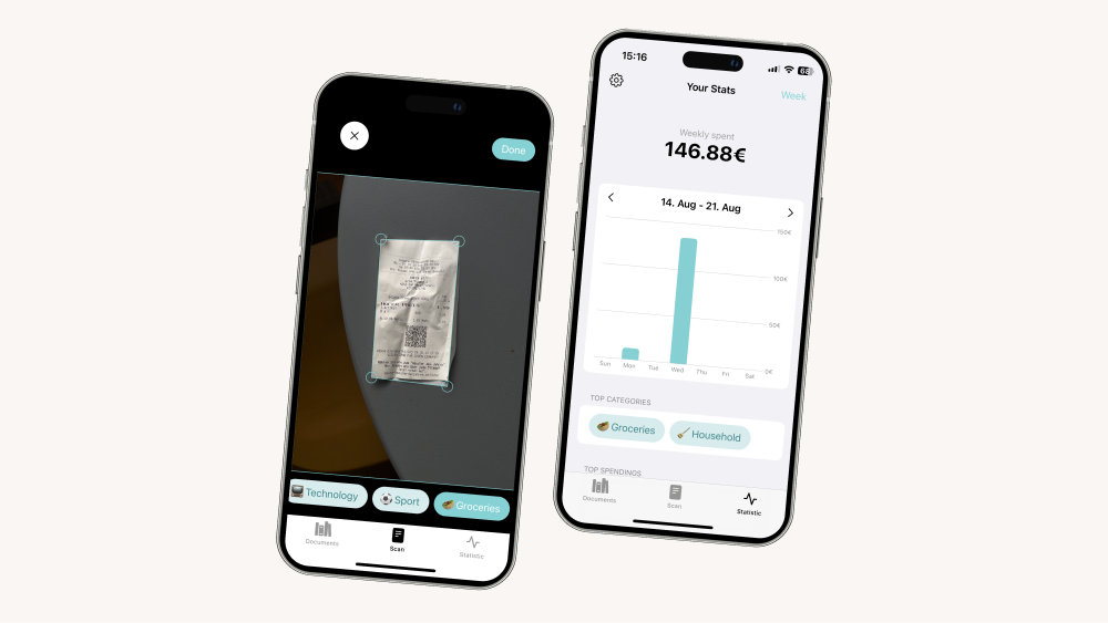Marie App Screenshots des Scan-Prozesses
